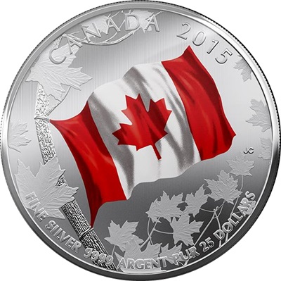 2015 $25 1/4oz Silver Coin - CANADIAN FLAG - Click Image to Close